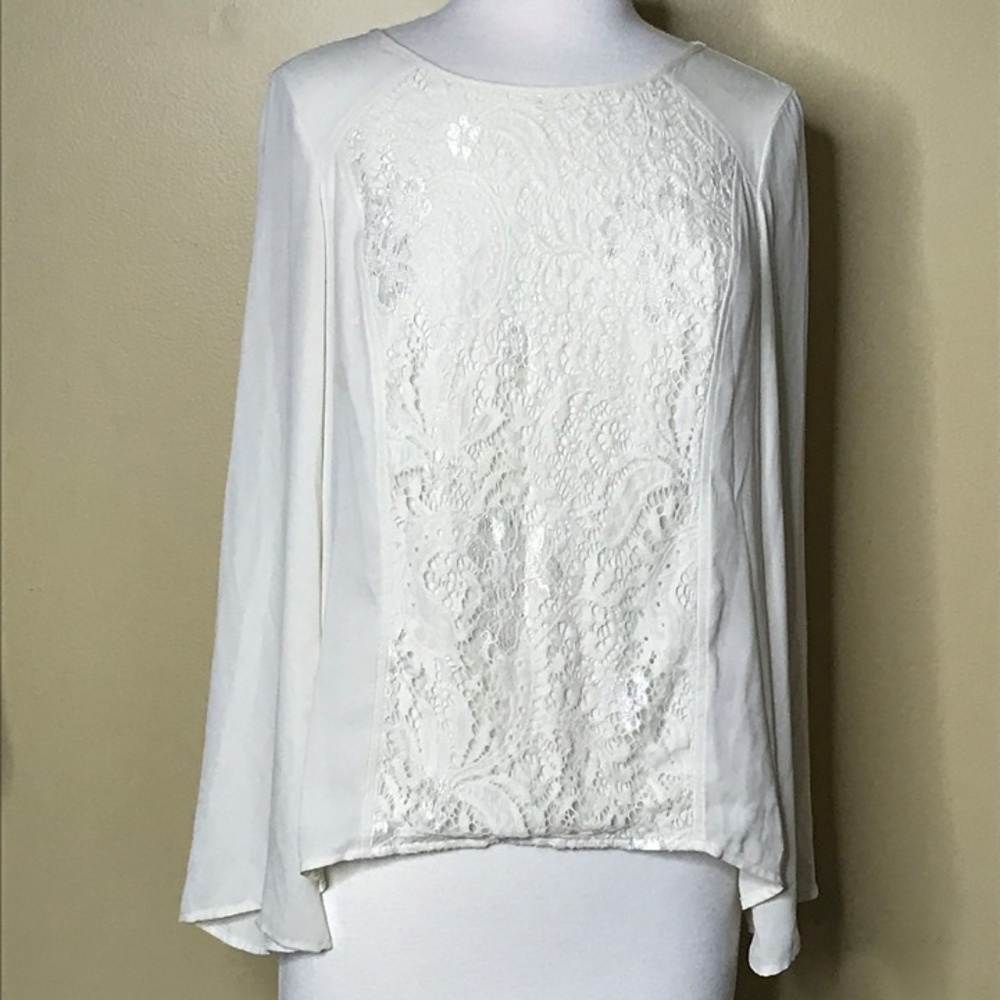 AB Studio White Blouse with Lace (M)